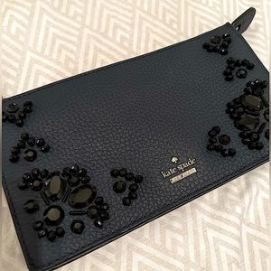 LIKE NEW Gorgeous KATE SPADE jeweled wristlet. Dark Navy Blue.